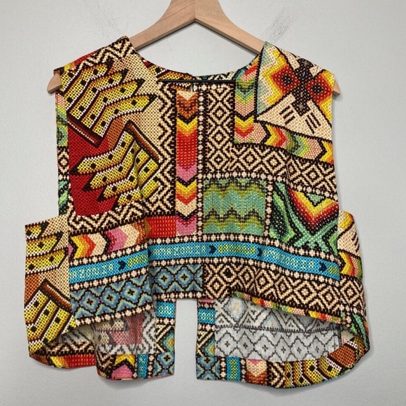 NWT FARM RIO Banana Scarves Linen Crop Top - Picture 15 of 16